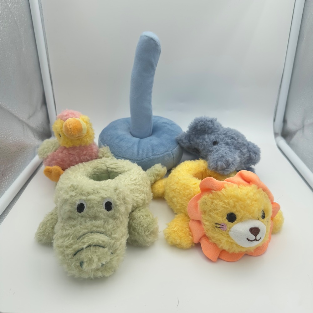 Plush Animal Stacker Toy Set Alligator Lion Elephant Bird Soft Sensory Stacking - Picture 2 of 4